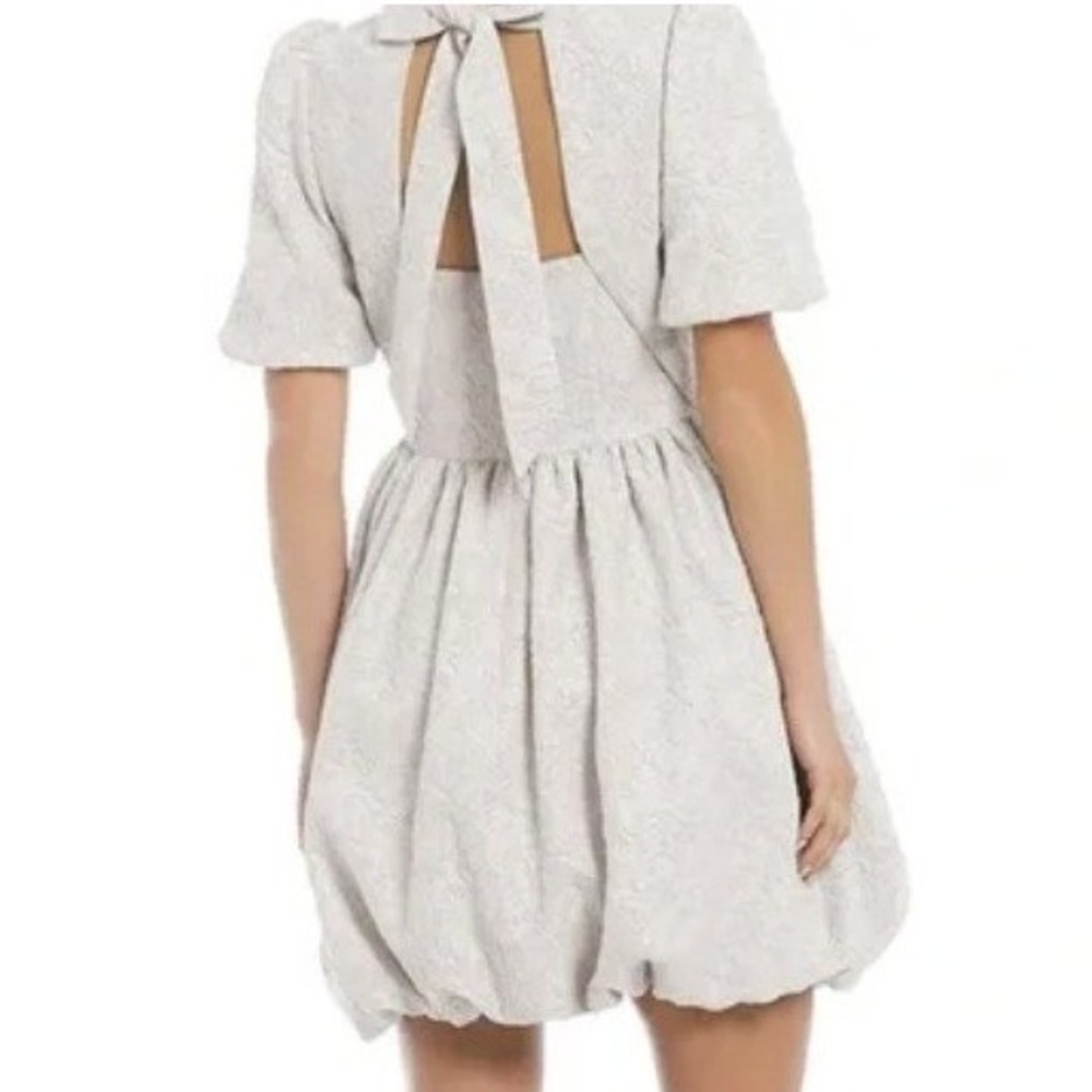 Antonio Melani x Nicola Bathie Emily Jacquard Open Back Mini Dress Silver Size 6